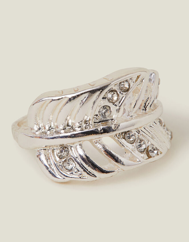 Pavé Feather Ring Silver, Silver (SILVER), large
