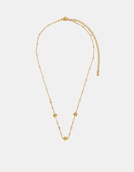 14ct Gold-Plated Stainless Steel Diamant&eacute; Clover Station Necklace, , large