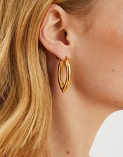14ct Gold-Plated V-Shaped Hoop Earrings, , large