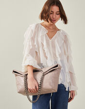 Chain Strap Faux Leather Shoulder Bag, Mink (MINK), large
