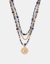 Layered Beaded Pendant Necklace, , large