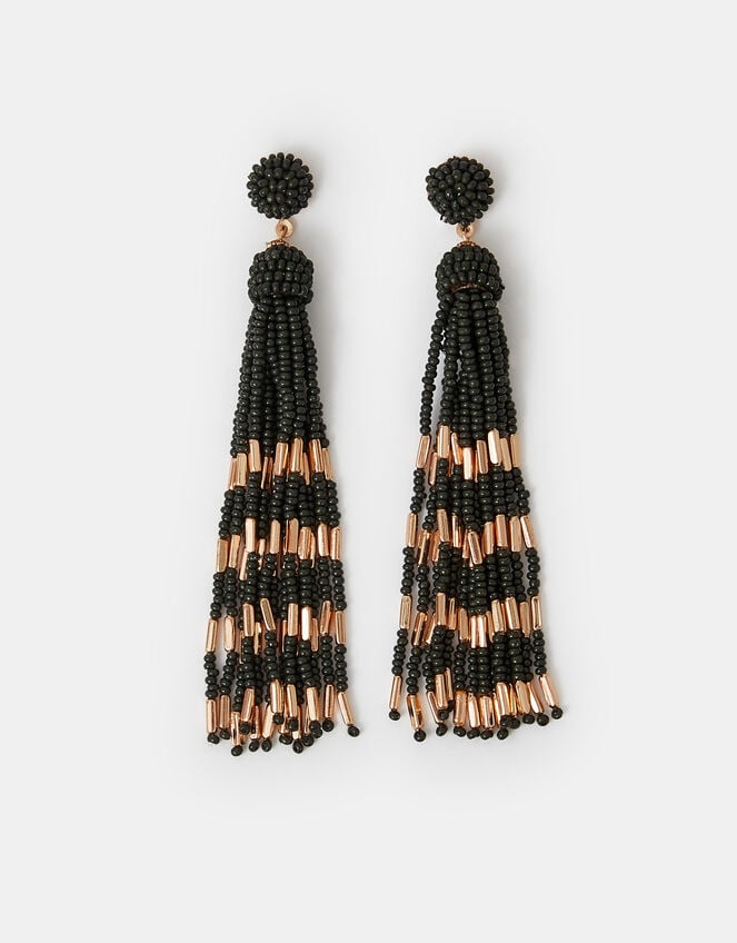 Beaded Tassel Drop Earrings, , large