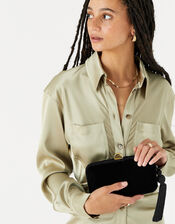 Velvet Hardcase Clutch Bag, Black (BLACK), large