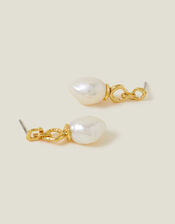 14ct Gold-Plated Pearl Drop Earrings, , large