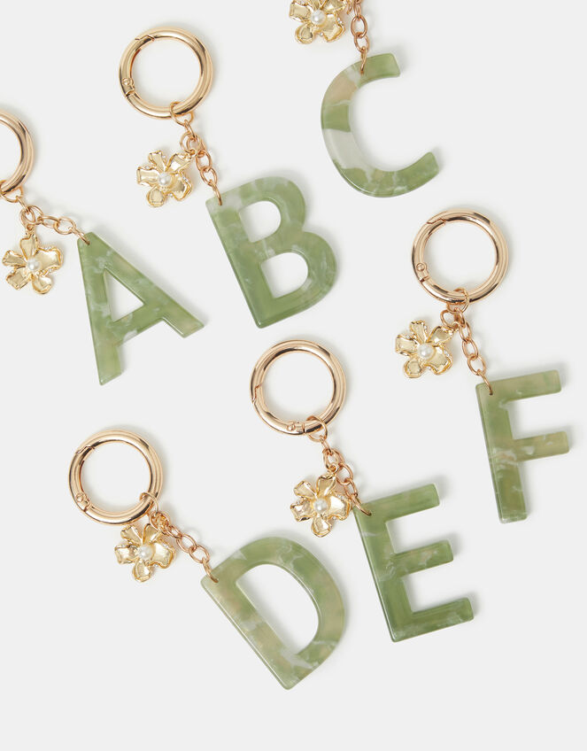 Resin Initial Bag Charm, Green (GREEN), large