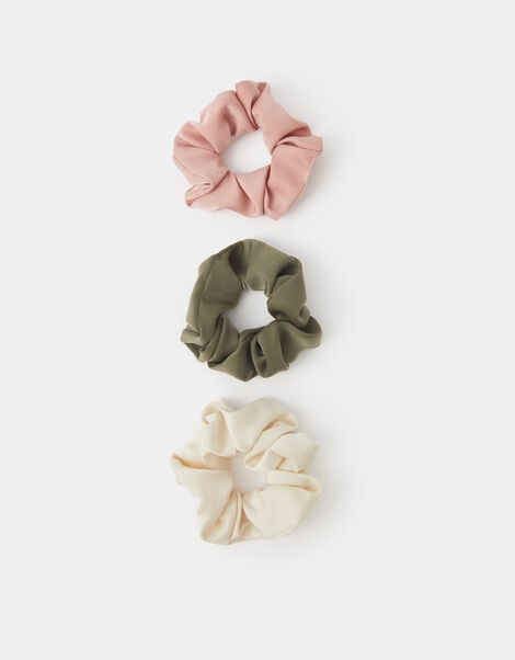 3-Pack Satin Hair Scrunchies, , large