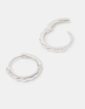 Sterling Silver Bamboo Hoop Earrings, , large