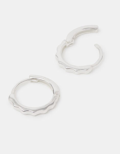 Sterling Silver Bamboo Hoop Earrings, , large