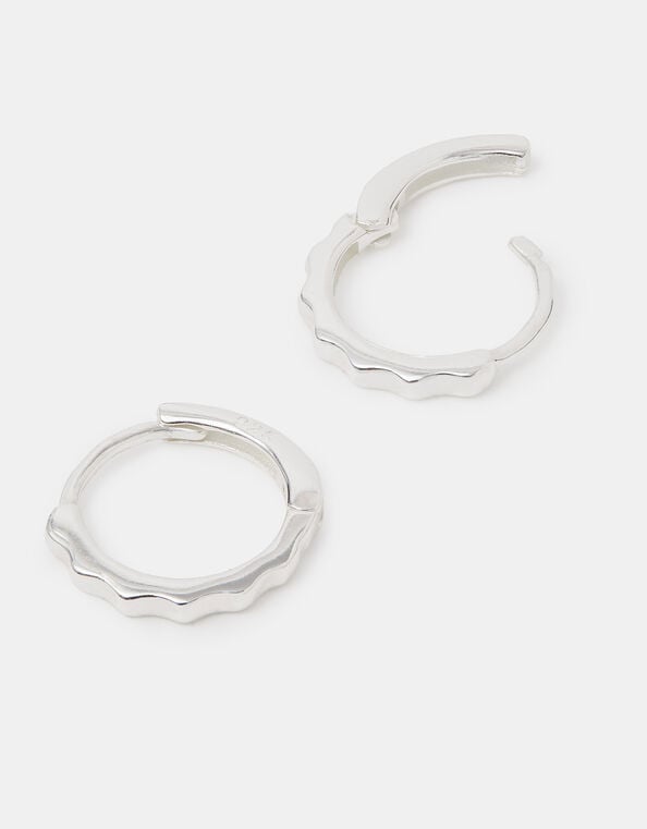 Sterling Silver Bamboo Hoop Earrings, , large