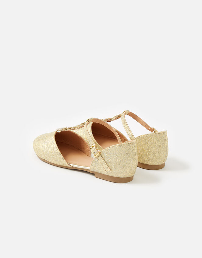 Flower Strap Ballerina Flats , Gold (GOLD), large