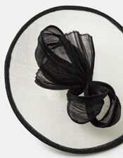 Bow Disc Fascinator, Black (BLACK WHITE), large