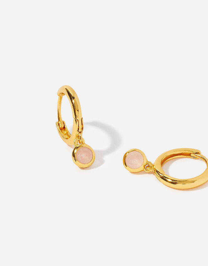 Gold Vermeil Rose Quartz Hoops , , large