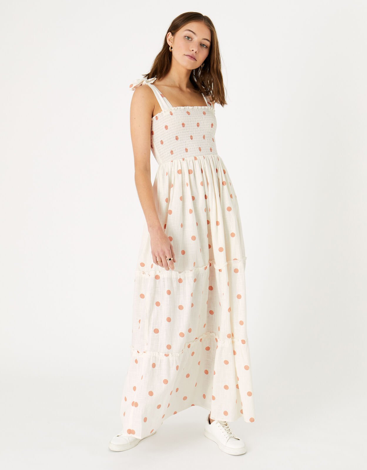 Bandeau Spot Maxi Dress Ivory