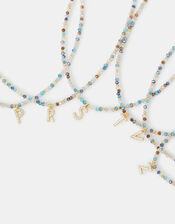 14ct Gold-Plated Beaded Initial Pendant Necklace, Multi (MULTI), large