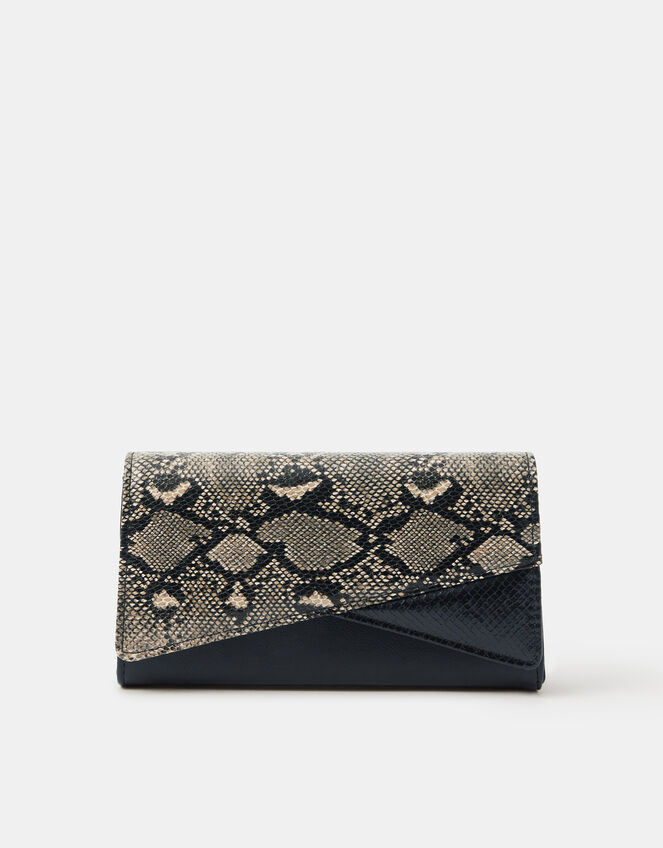 Faux Snakeskin Wristlet Clutch Bag, , large