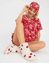 Heart Print Slipper Boots, Cream (CREAM), large