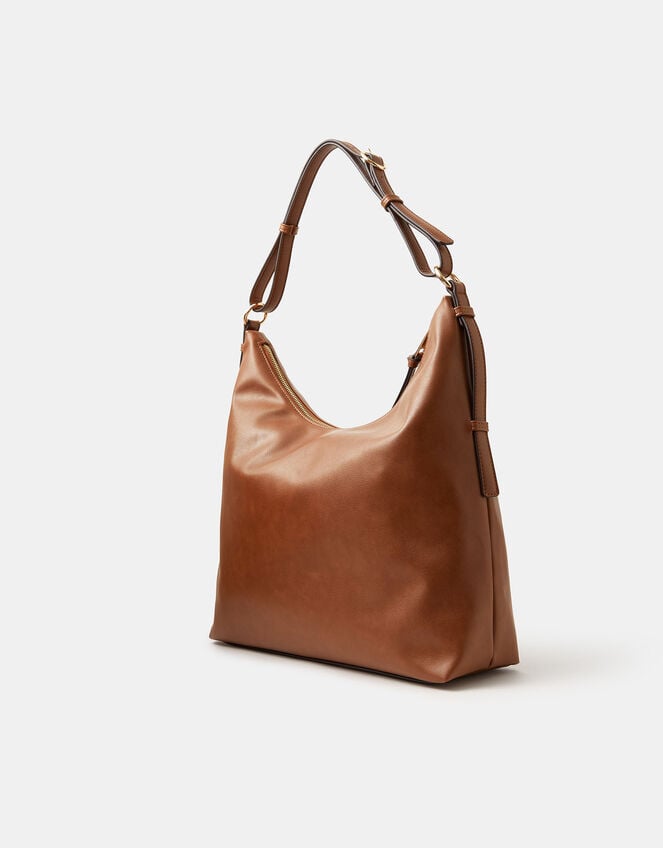 Slouchy Buckle Strap Shoulder Bag, Tan (TAN), large