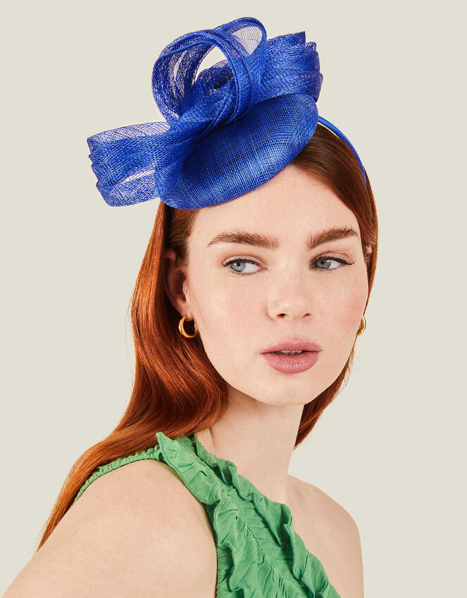 Peggy Pill Box Fascinator, Blue (BLUE), large