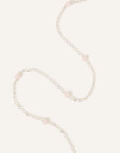 Sterling Silver-Plated Rose Quartz Station Necklace, , large