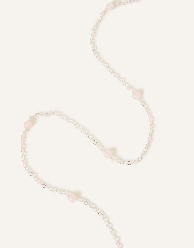Sterling Silver-Plated Rose Quartz Station Necklace, , large