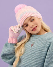 Girls Ombré Bobble Beanie Hat, Multi (PASTEL MULTI), large