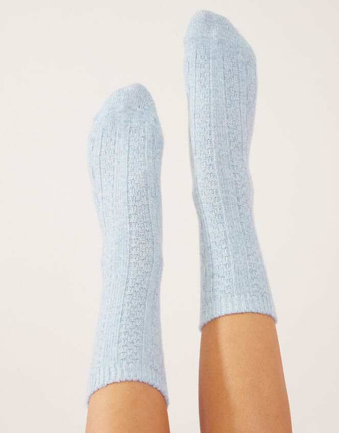 Cable Boot Socks in Wool Blend, , large