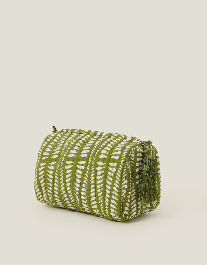 Quilted Block Print Make Up Bag, , large