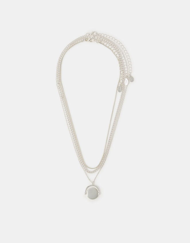 3-Pack Spinner Pendant Necklaces, Silver (SILVER), large