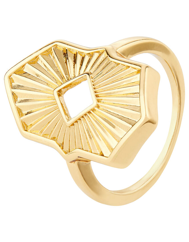Sun Ray Hexagon Ring, Gold (GOLD), large