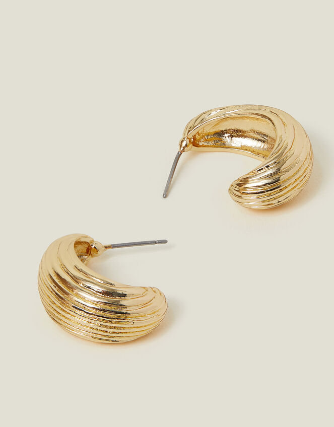 Chunky Ribbed Hoop Earrings, , large