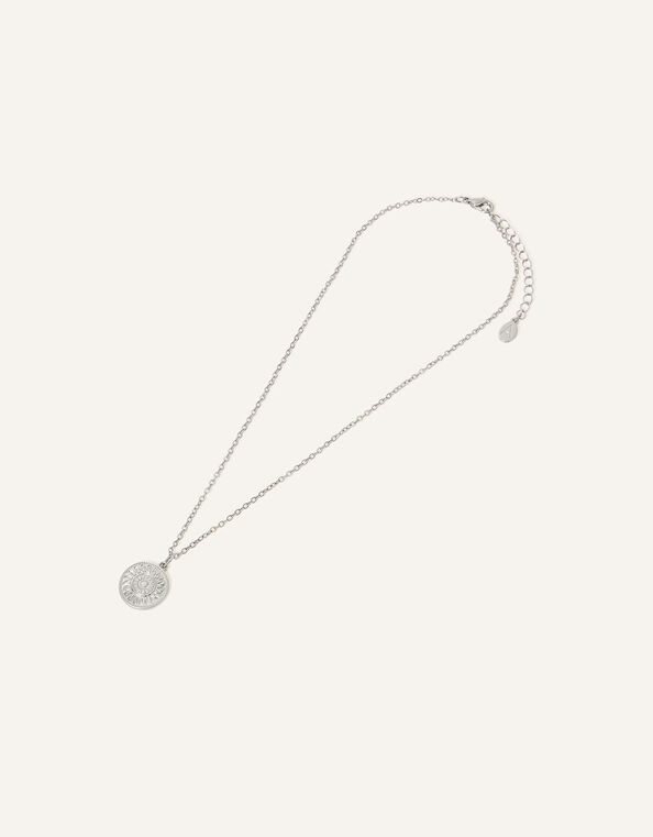 Filigree Coin Necklace, Silver (SILVER), large