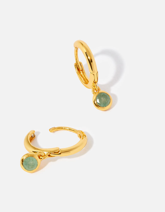 Gold Vermeil Aventurine Hoops, , large
