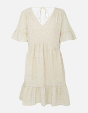 Schiffli Mini Dress , Camel (BEIGE), large