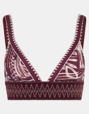 Abstract Print Band Bikini Top, Purple (PURPLE), large
