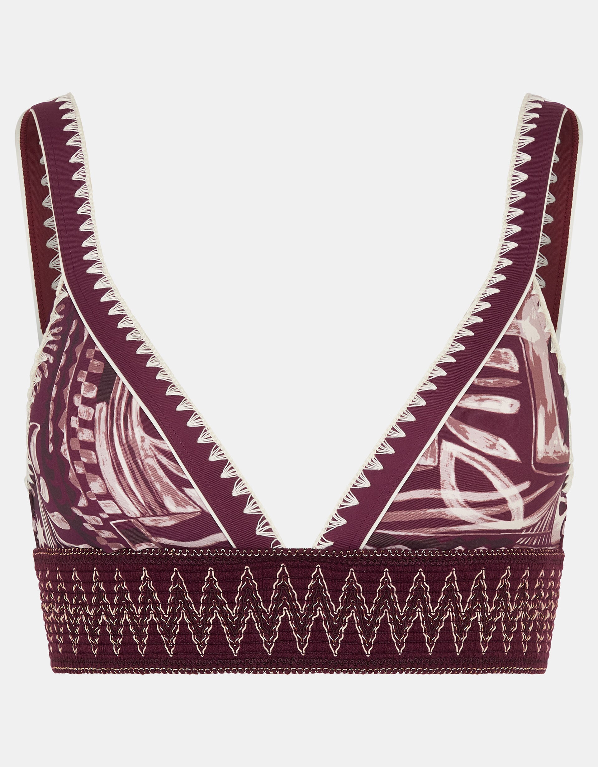 Abstract Print Band Bikini Top, Purple (PURPLE), large