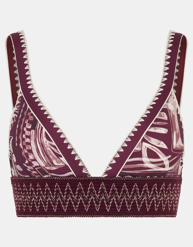 Abstract Print Band Bikini Top, Purple (PURPLE), large