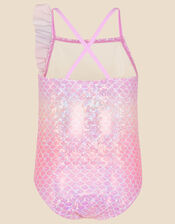 Girls Asymmetric Mermaid Swimsuit, Pink (PINK), large