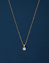14ct Gold-Plated Solitaire Diamante Pendant Necklace, , large