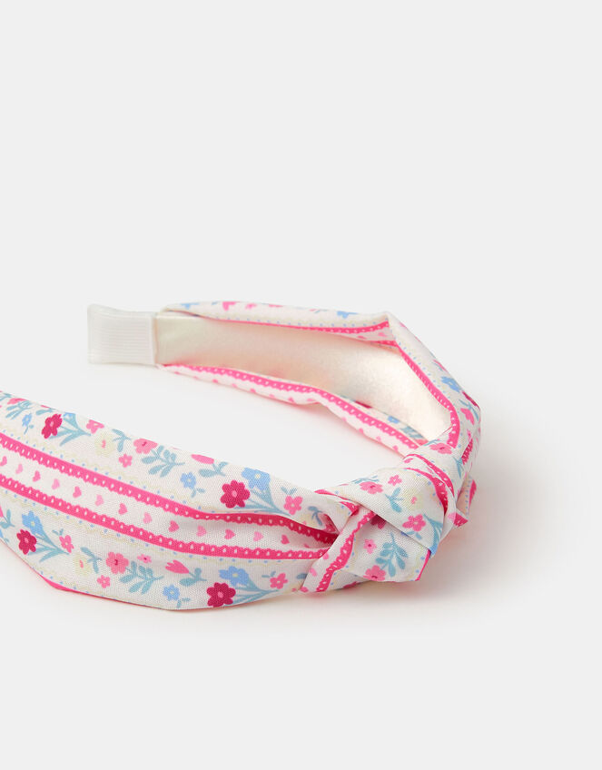 Girls Floral Print Knot Headband, , large