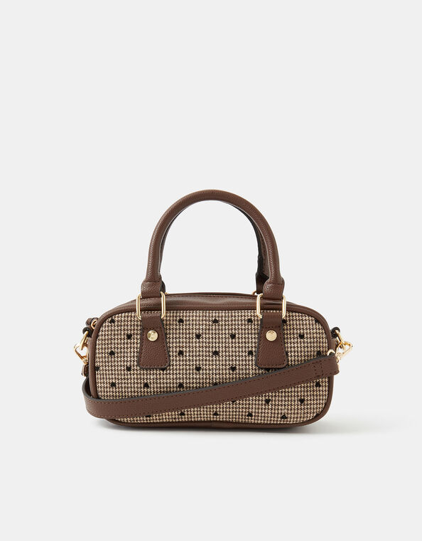Heart Houndstooth Bowler Bag, , large