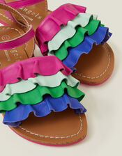 Leather Ruffle Sandals, BRIGHTS MULTI, large