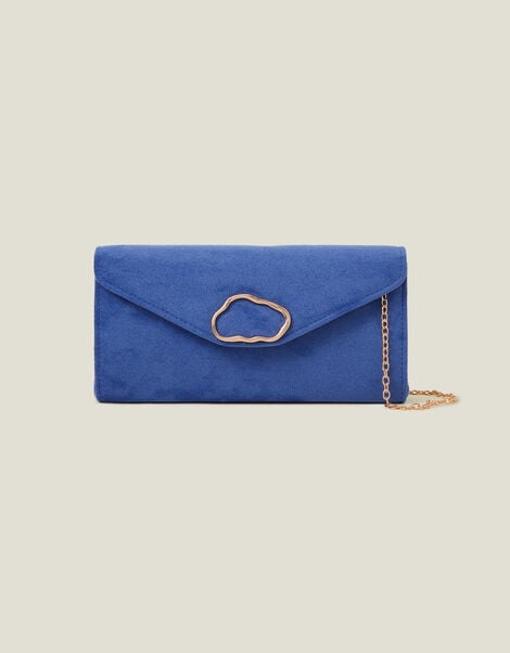 Suedette Box Clutch Bag, Blue (COBALT), large