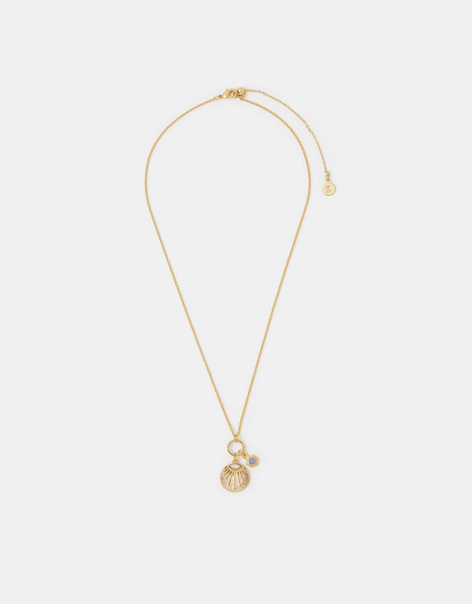 14ct Gold-Plated Sun Disc Pendant Necklace, , large