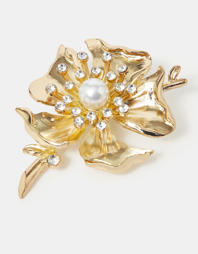 Pearl Flower Brooch, , large