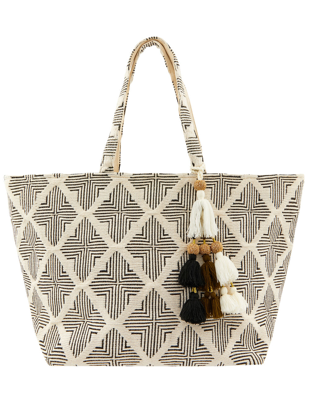 Geo Woven Beach Tote Bag Beach bags Accessorize UK