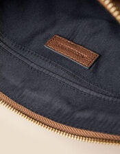 Leather Double Zip Cross-Body Bag, Tan (TAN), large