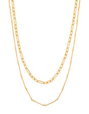 Gold-Plated Fancy Link Layered Necklace, , large