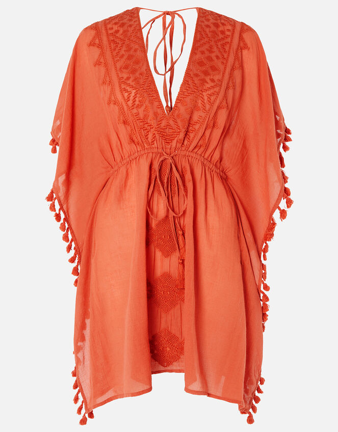 Becci Kaftan in Organic Cotton, Orange (RUST), large