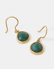 14ct Gold-Plated Aventurine Drop Earrings, , large