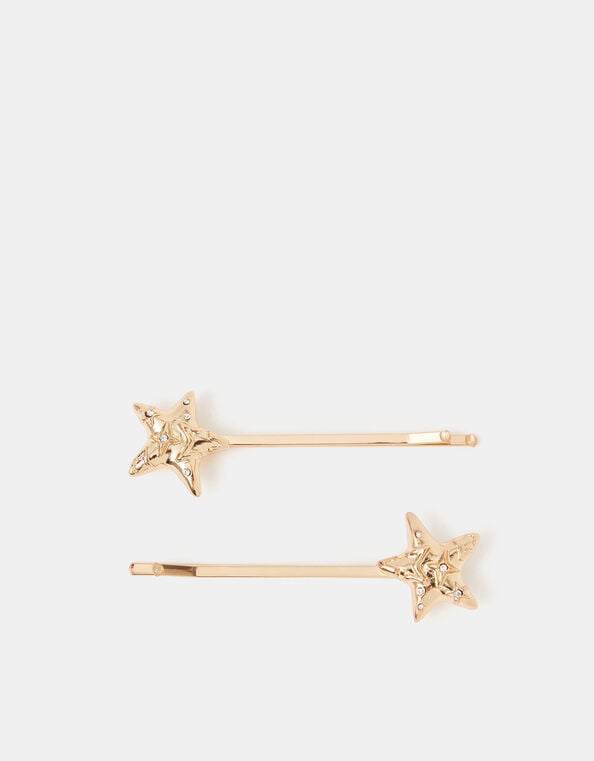 2-Pack Diamanté Star Hair Slides, , large